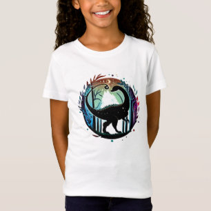 Stegosaurus Dinosaur Forest Silhouette Design T-Shirt