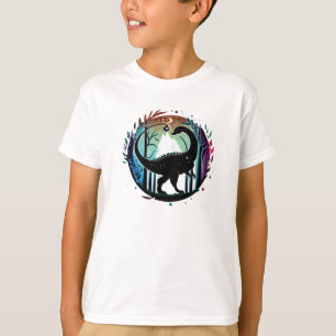 Stegosaurus Dinosaur Forest Silhouette Design T-Shirt