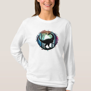 Stegosaurus Dinosaur Forest Silhouette Design  T-Shirt