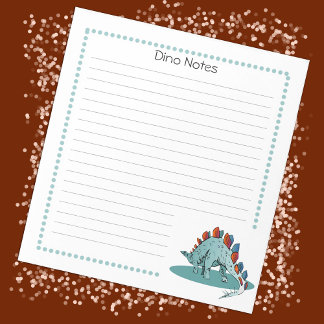 Stegosaurus Dinosaur Kids Lined Notepad