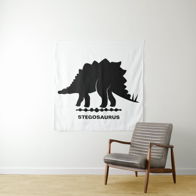 Stegosaurus Dinosaur Silhouette Tapestry (In Situ)