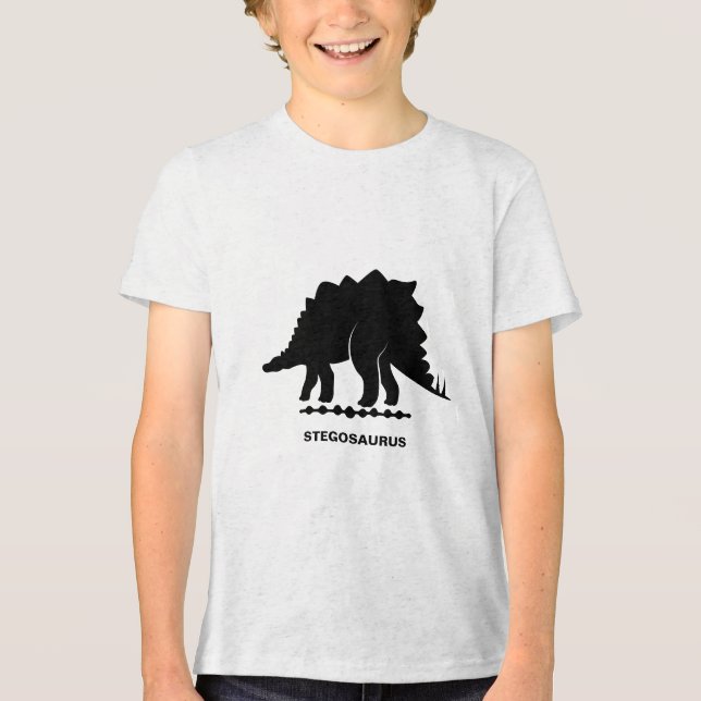 Stegosaurus Dinosaur Silhouette Tri-Blend Shirt (Front)