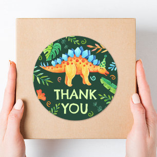 Stegosaurus Dinosaur Thank You Birthday Classic Round Sticker