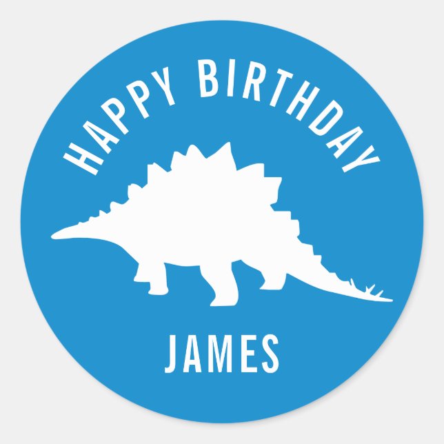 Stegosaurus Happy Birthday Party Sticker (Front)