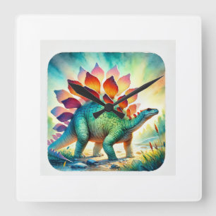 Stegosaurus in Watercolor 190724AREF136 - Watercol Square Wall Clock