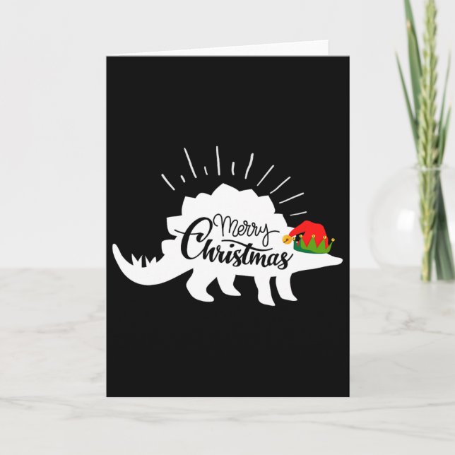 Stegosaurus Merry Christmas Funny Dinosaur  Card (Front)