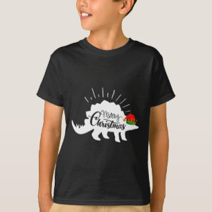 Stegosaurus Merry Christmas Funny Dinosaur  T-Shirt