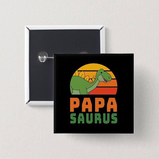 Stegosaurus Papasaurus Dinosaur Father's Day 15 Cm Square Badge (Front & Back)