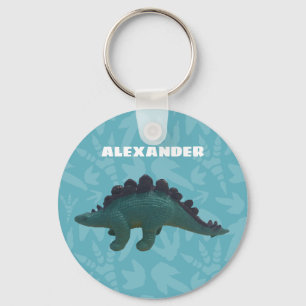 Stegosaurus Toy Dinosaur Blue and Green Key Ring