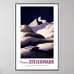 Steiermark Alpine Mountain Vintage Travel Poster