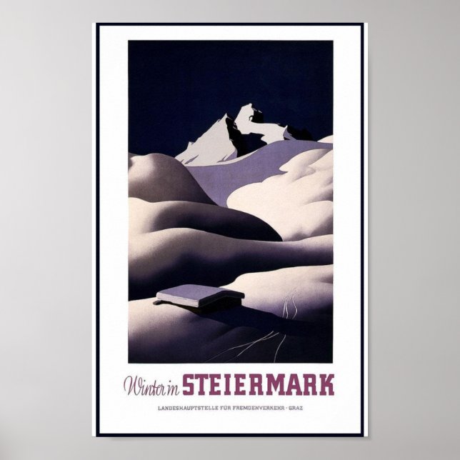Steiermark Alpine Mountain Vintage Travel Poster (Front)