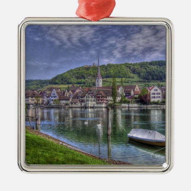 Stein on the River Rhine Metal Tree Decoration (Front)