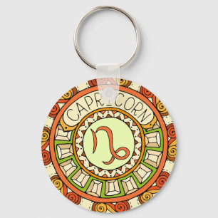Steinbock Capricorn Sternzeichen Stuffed Mandala Key Ring