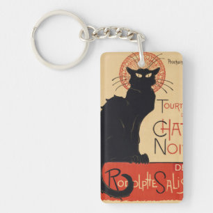 Steinlen Art Nouveau Chic Black Cat Vintage Print Key Ring