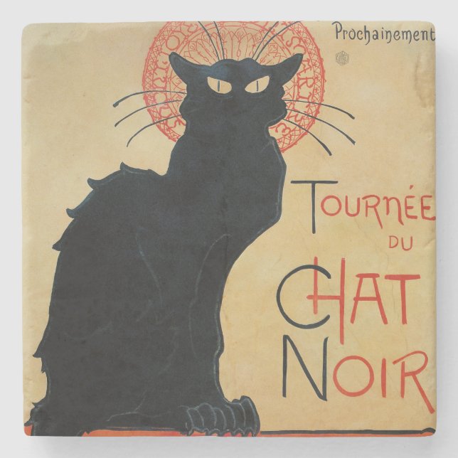 Steinlen Art Nouveau Tournee du Chat Noir Stone Coaster (Front)