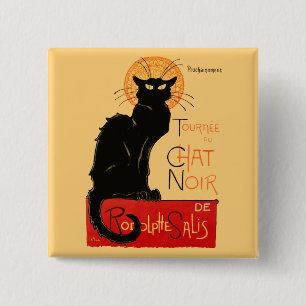 Steinlen Black Cat Classic French Artwork  15 Cm Square Badge