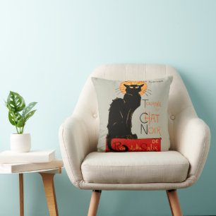 Steinlen Black Cat Classic French Artwork  Cushion