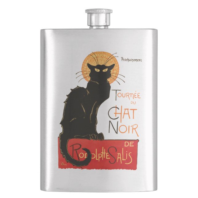Steinlen Black Cat Classic French Artwork  Hip Flask (Front)