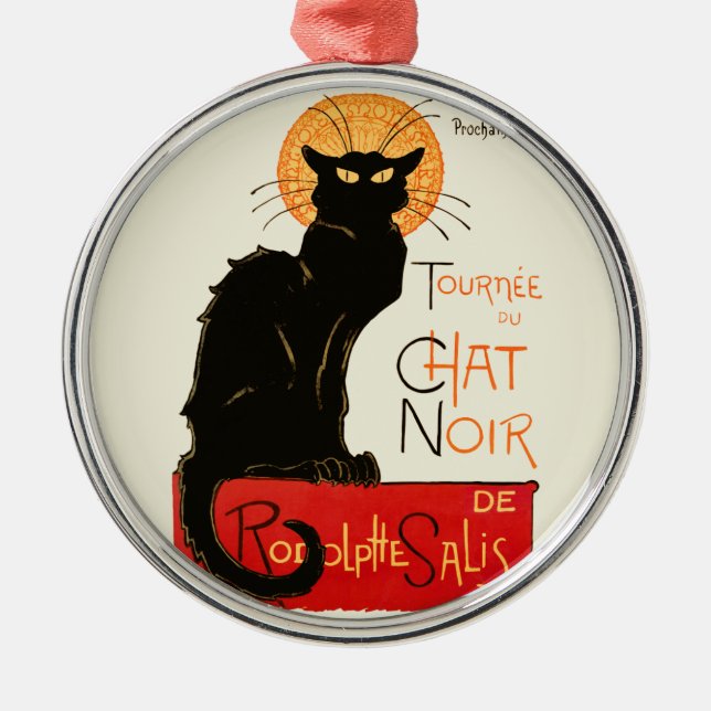 Steinlen Black Cat Classic French Artwork  Metal Tree Decoration (Front)