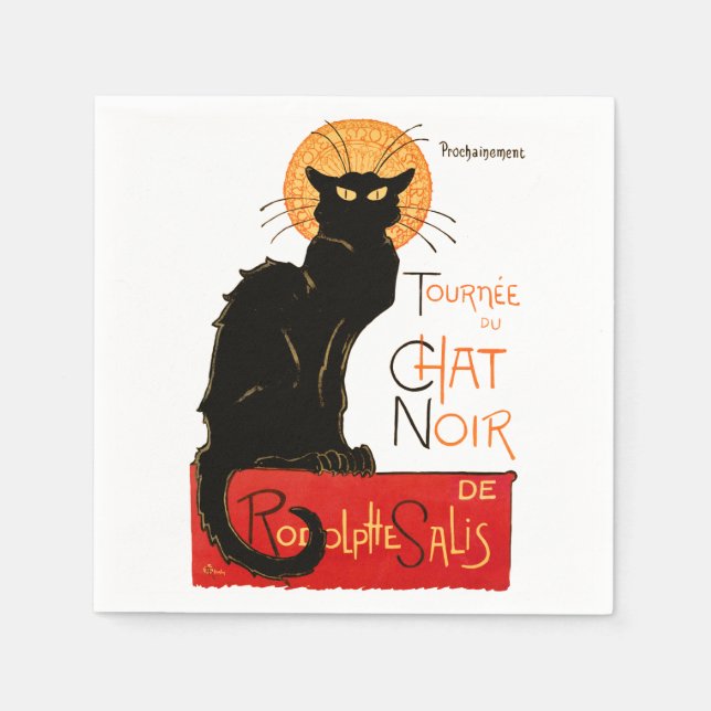 Steinlen Black Cat Classic French Artwork  Napkin (Front)