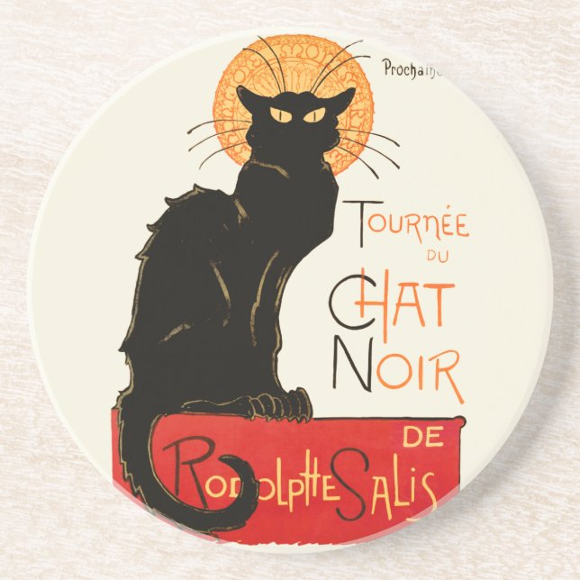 Steinlen Black Cat Classic French Chat Noir Poster Coaster (Front)