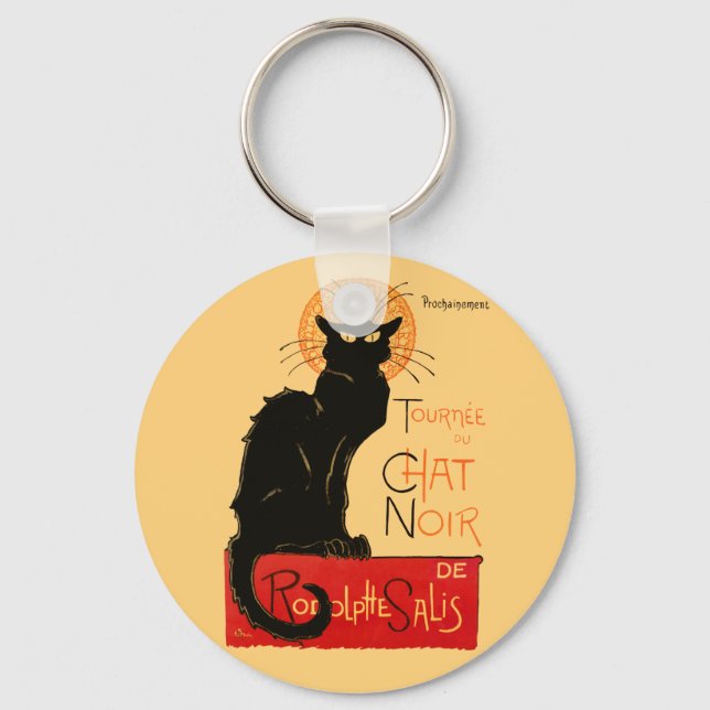 Steinlen Black Cat Classic French Chat Noir Poster Key Ring (Front)