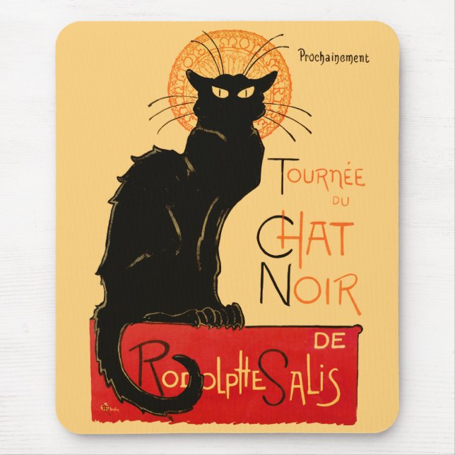 Steinlen Black Cat Classic French Chat Noir Poster Mouse Mat (Front)