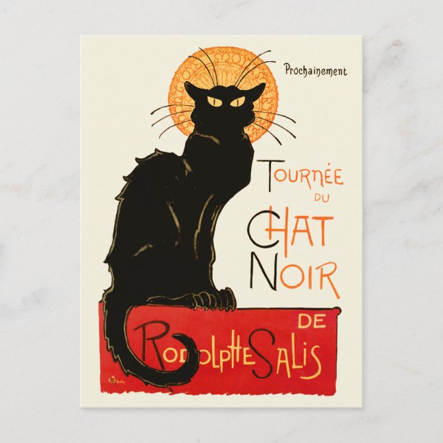 Steinlen Black Cat Classic French Chat Noir Poster Postcard (Front)