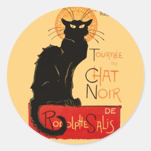 Steinlen Black Cat Classic French Chat Noir Poster Round Sticker