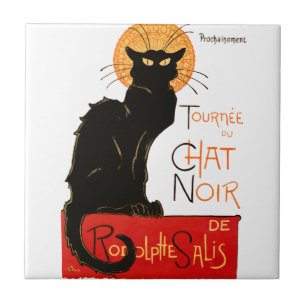 Steinlen Black Cat Classic French Chat Noir Poster Tile