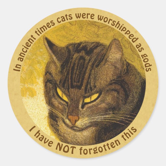 Steinlen Grumpy cat head quote Cat on a balustrade Classic Round Sticker (Front)