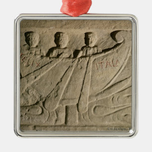 Stela depicting a rowing boat 'Felix Itala' Metal Tree Decoration