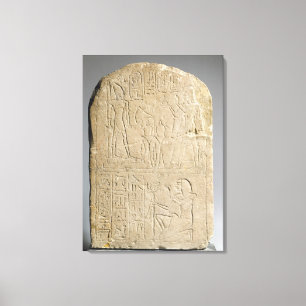Stela depicting Ramesses II offering incense to hi Canvas Print