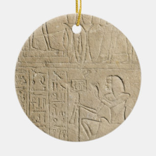 Stela depicting Ramesses II offering incense to hi Ceramic Tree Decoration