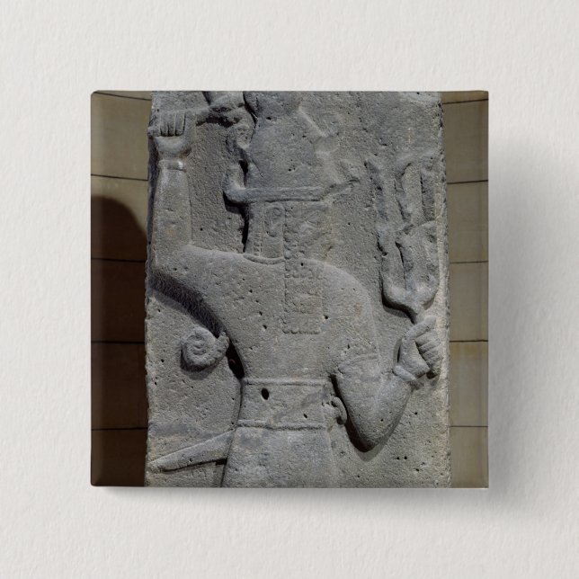 Stela of Teshub, Syrian storm god 15 Cm Square Badge (Front)