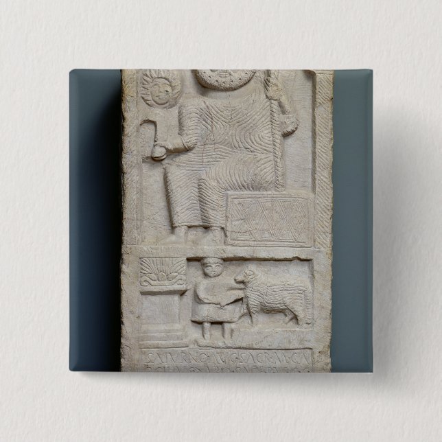 Stele dedicated to Saturn, from El-Ayaida 15 Cm Square Badge (Front)