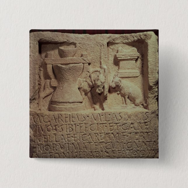 Stele of the miller Marcus Careius Asisa 15 Cm Square Badge (Front)