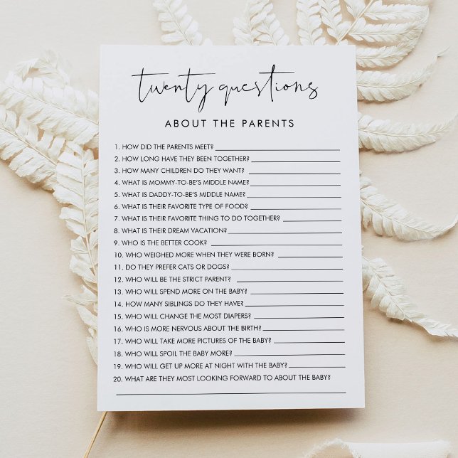 STELLA 20 Questions About the Parents Baby Game Invitation (Creator Uploaded)