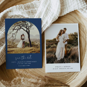 STELLA Arch Photo Save The Date Navy Invitation