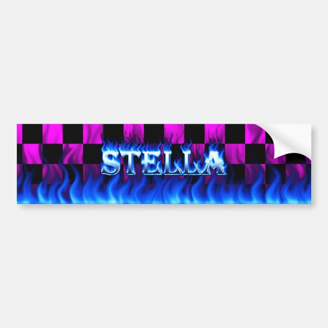 Stella blue fire and flames bumper sticker design. (Front)
