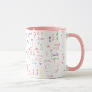 Stella custom colour name magical hearts and stars mug