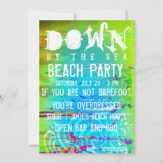 Stella Down By The Sea Beach Party Birthday Invitation (Front)