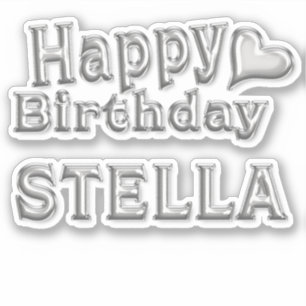 Stella Happy Birthday silver sticker
