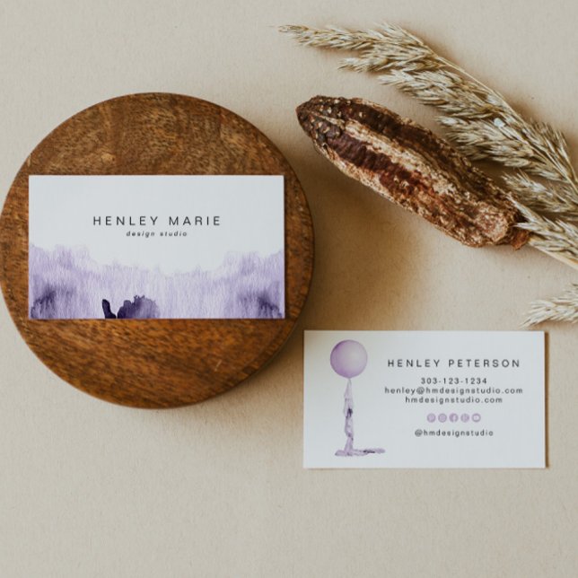 STELLA Lavender Purple Watercolor Party Balloon  Business Card (Creator Uploaded)