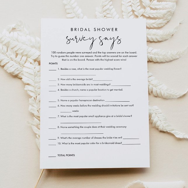 STELLA Minimal Bridal Shower Survey Says Game Invitation (Creator Uploaded)