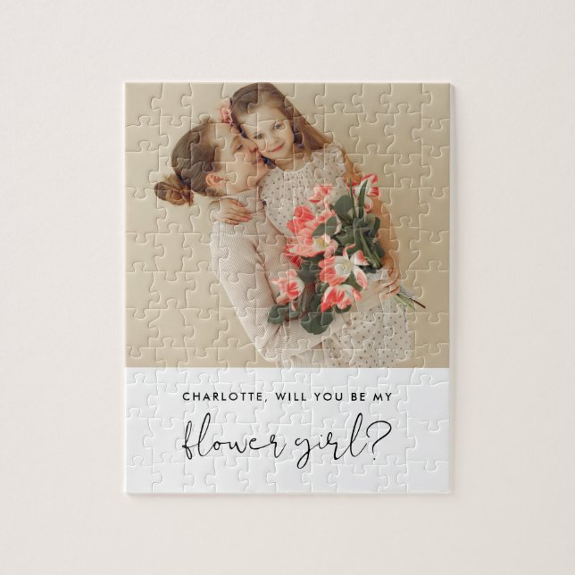 STELLA Minimal Photo Flower Girl Proposal Jigsaw Puzzle (Vertical)
