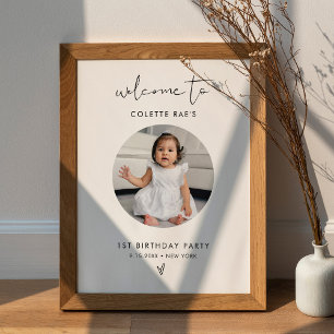 STELLA Minimalist Birthday Photo Welcome Sign