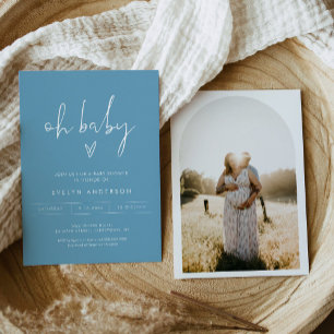 STELLA Minimalist Photo Oh Baby Shower Invitation