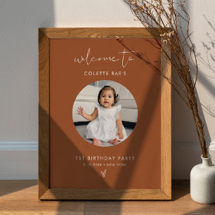 STELLA Minimalist Sienna Birthday Photo Welcome Poster
