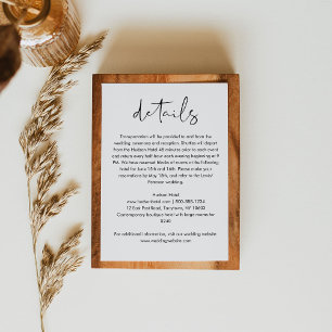 STELLA Minimalist Wedding Details Card, 3.5x5 Enclosure Card